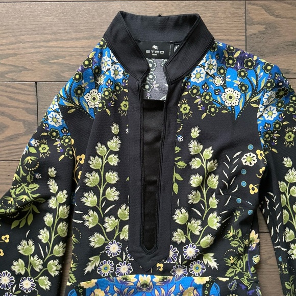 Etro Black Floral Maxi Dress with Blue and Green Motifs - Picture 3 of 5